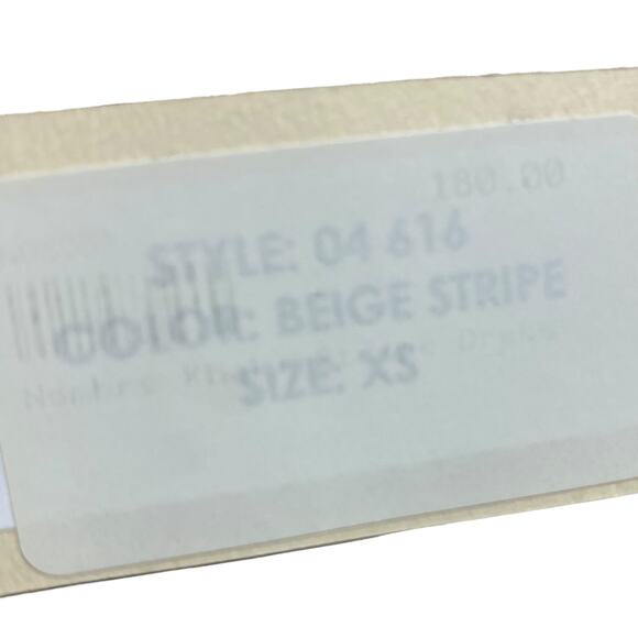 NWT NOMBRE Beige Stripe 3/4 sleeve open back dress Made in USA Women's XS - Picture 6 of 11